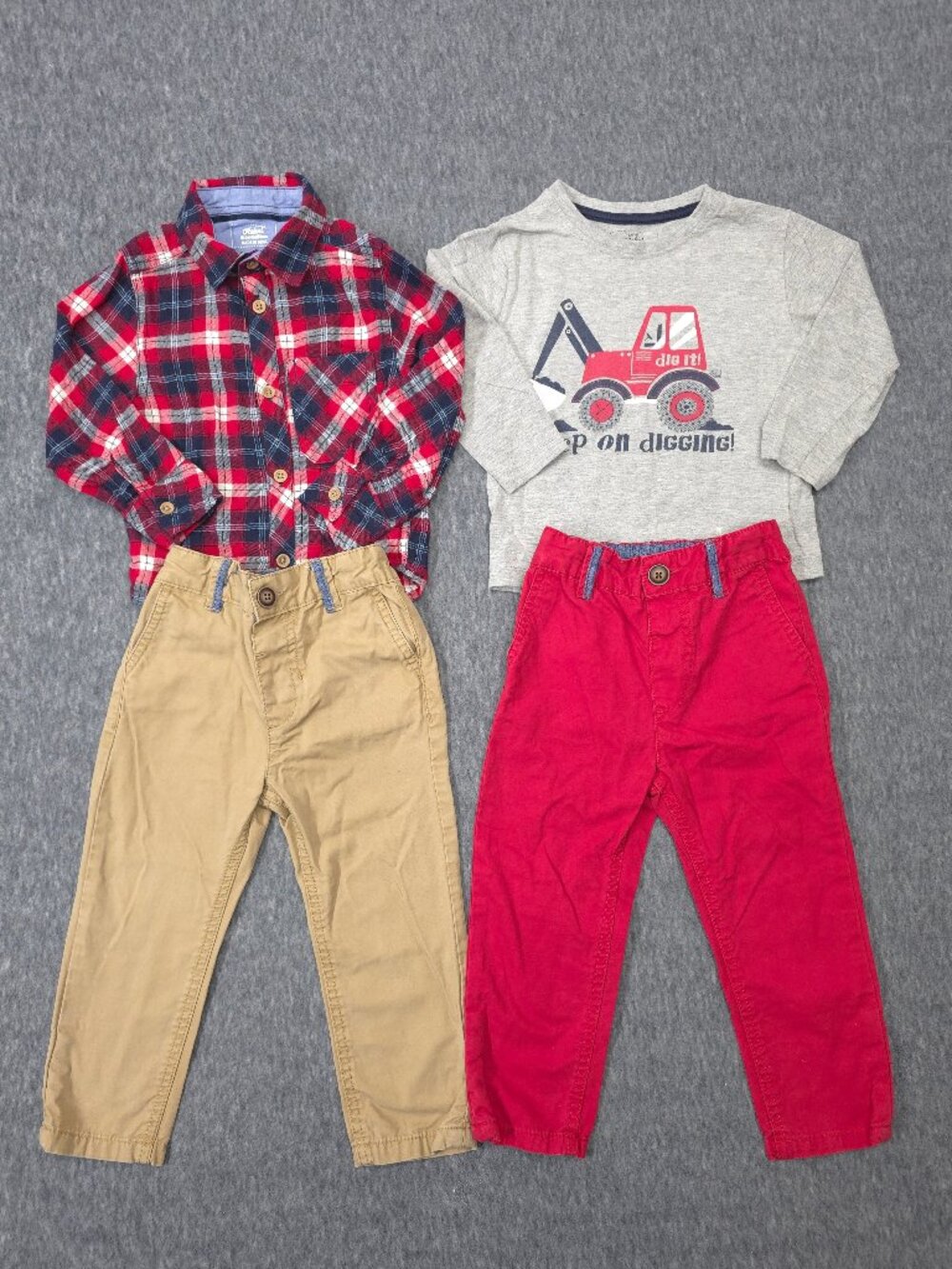 Mini Rebel Boys 18-24M 4 Piece Plaid Shirt Pants Outfit Bundle